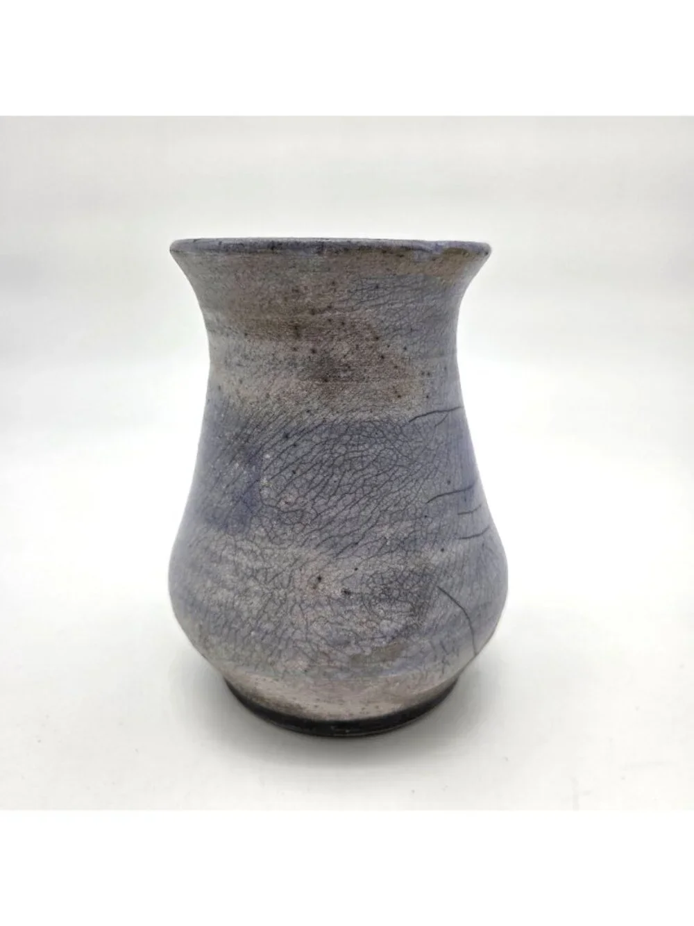 Vintage Blue Raku Pottery Vase Signed Sue